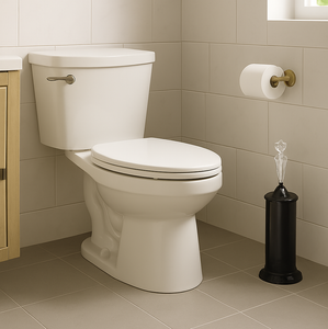 17" Tall Matte Black Toilet Brush Set with Holder
