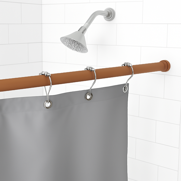 Light Brown Adjustable Spring Tension Curtain Rod Heavy Duty Anti-slip 42-72" Inches