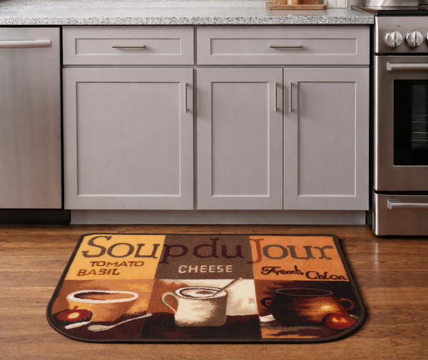 Orange Brown Washable Kitchen Mat With Non-Slip Backing - 30"x18"