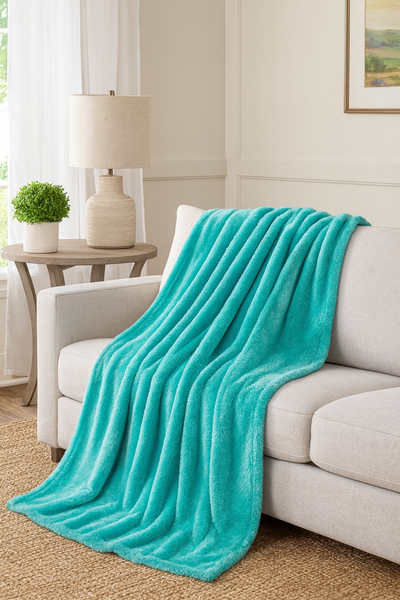Teal Super Soft Warm Flannel Fleece Plush Microfiber Bed Throw Blanket