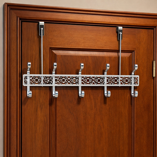 Heavy Duty Silver Over The Door Hanger Hanging Rack 10 Hooks Organizer