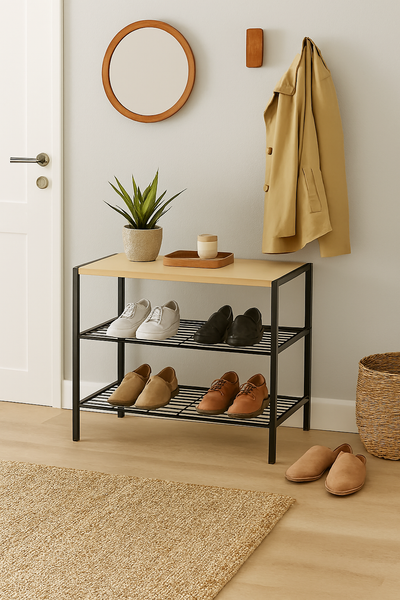 Metal Wood 3-Tier Multifunctional Storage Organizer - 23.6" x 17.5" x 11.8"