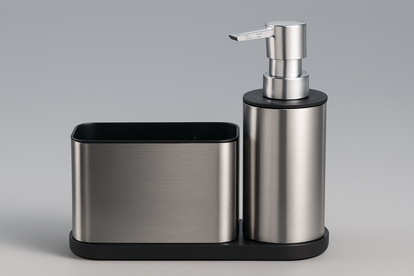 Silver Stainless Steel Kitchen Soap Dispenser Caddy