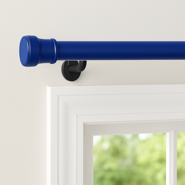 Royal Blue Adjustable Spring Tension Curtain Rod Heavy Duty Anti-slip 42-72" Inches