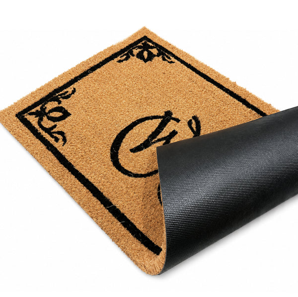 Heavy Duty Beige Natural Coconut Coir Welcome Doormat with Non-Slip Rubber Backing - 17"x29"
