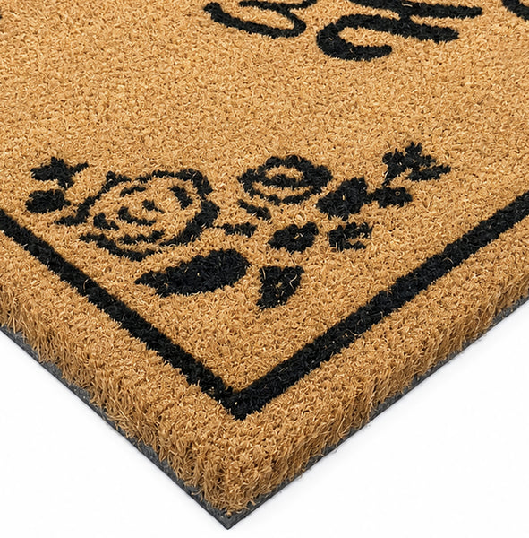 Heavy Duty Welcome Home Floral Natural Fibers Coconut Coir Entryway Indoor/Outdoor Door Mat – 17"x29"