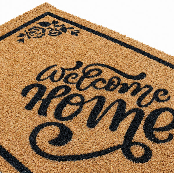 Heavy Duty Welcome Home Floral Natural Fibers Coconut Coir Entryway Indoor/Outdoor Door Mat – 17"x29"