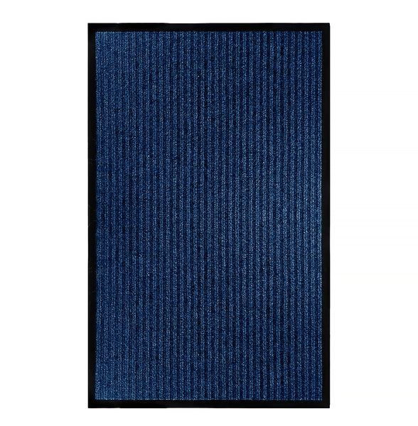 Large Blue Indoor Outdoor Heavy Duty Ribbed Entry Entrance Door Mat with Rubber Backing – 23"x35"