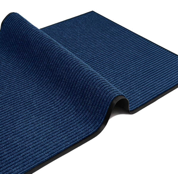 Extra Large Blue Indoor Outdoor Heavy Duty Ribbed Entry Entrance Door Mat with Rubber Backing – 36"x60"