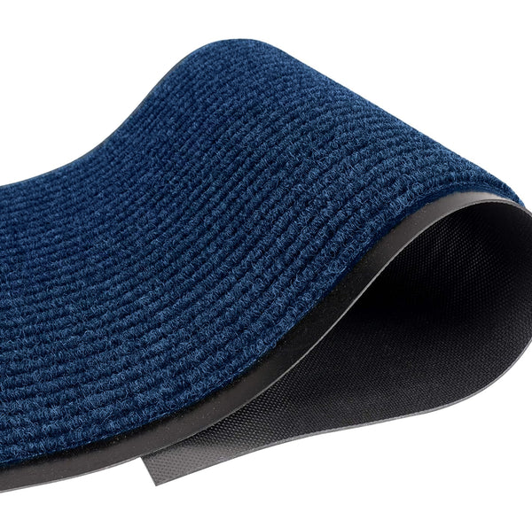 Large Blue Indoor Outdoor Heavy Duty Ribbed Entry Entrance Door Mat with Rubber Backing – 23"x35"