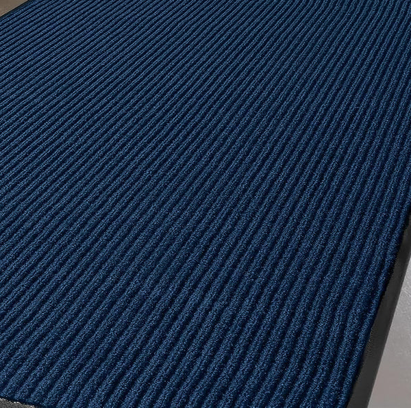 Large Blue Indoor Outdoor Heavy Duty Ribbed Entry Entrance Door Mat with Rubber Backing – 23"x35"