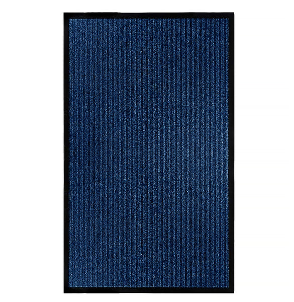 Extra Large Blue Indoor Outdoor Heavy Duty Ribbed Entry Entrance Door Mat with Rubber Backing – 36"x60"