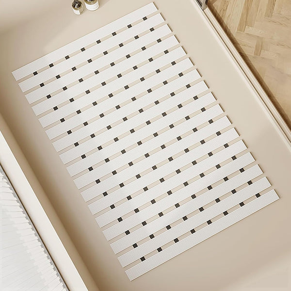 24.8" x 15.7" - White Non-Slip Bottom Quick Dry Foldable Natural Fiber Bath Mat With Suction Cups