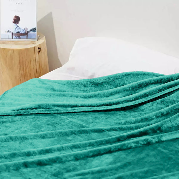 Queen Size Turquoise Extra Soft Cozy Microfiber Solid Color Throw Picnic Sofa Bed Blanket