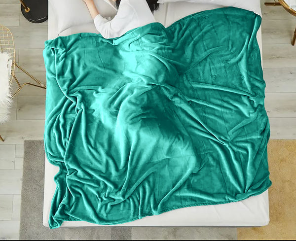 Queen Size Turquoise Extra Soft Cozy Microfiber Solid Color Throw Picnic Sofa Bed Blanket