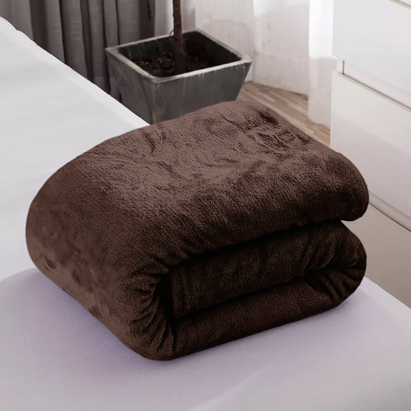 Full Size Brown Extra Soft Cozy Microfiber Solid Color Throw Picnic Sofa Bed Blanket