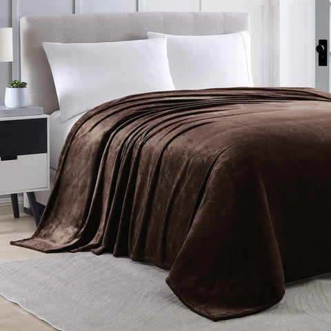 Full Size Brown Extra Soft Cozy Microfiber Solid Color Throw Picnic Sofa Bed Blanket