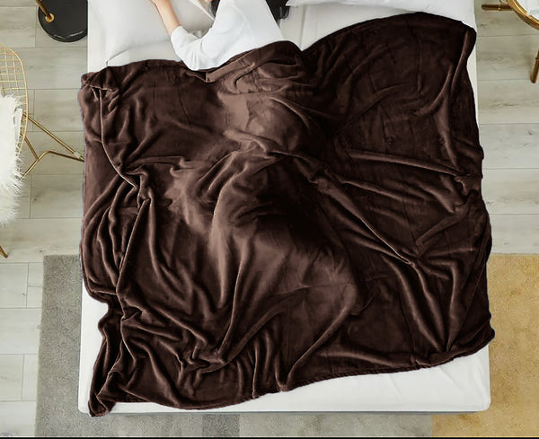 Full Size Brown Extra Soft Cozy Microfiber Solid Color Throw Picnic Sofa Bed Blanket