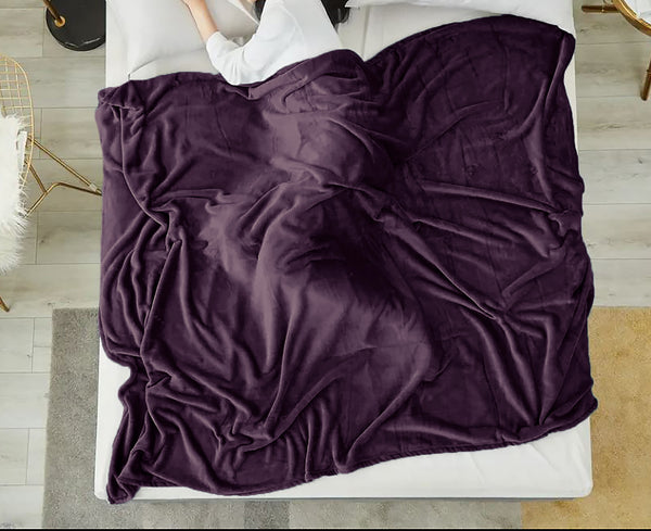Full Size Purple Extra Soft Cozy Microfiber Solid Color Throw Picnic Sofa Bed Blanket