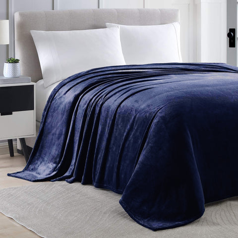 Full size Navy Extra Soft Cozy Microfiber Solid Color Throw Picnic Sofa Bed Blanket
