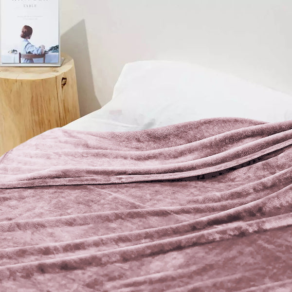 Queen size Rose Extra Soft Cozy Microfiber Solid Color Throw Picnic Sofa Bed Blanket