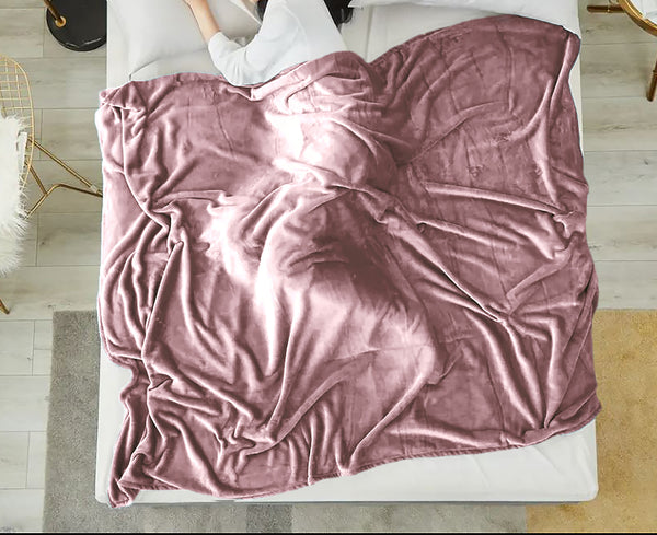 Full size Rose Extra Soft Cozy Microfiber Solid Color Throw Picnic Sofa Bed Blanket