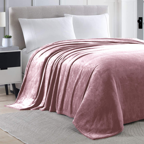 Queen size Rose Extra Soft Cozy Microfiber Solid Color Throw Picnic Sofa Bed Blanket
