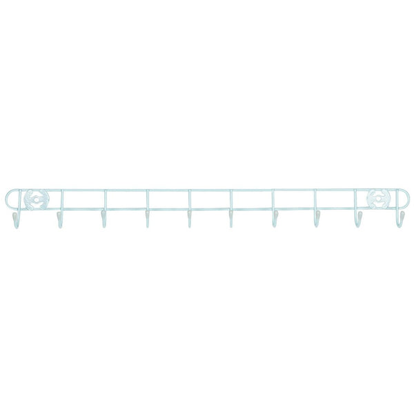 Blue All Purpose Mounted Hook Rail Hanger Hanging Rack 10 Hooks Organizer
