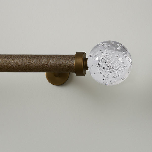 Clear Ball Bubbles Bronze Modern Curtain Rod For Windows (66" - 120")