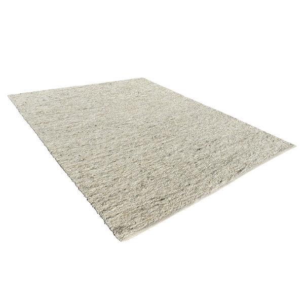 Ivory Beige Wool Handmade Modern Minimal Flatweave Area Rug