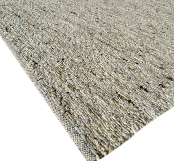 Ivory Beige Wool Handmade Modern Minimal Flatweave Area Rug