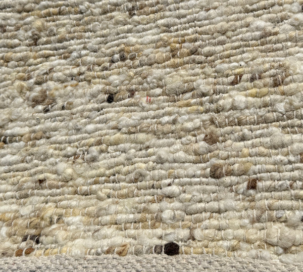 Ivory Beige Wool Handmade Modern Minimal Flatweave Area Rug