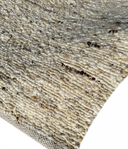 Ivory Beige Wool Handmade Modern Minimal Flatweave Area Rug