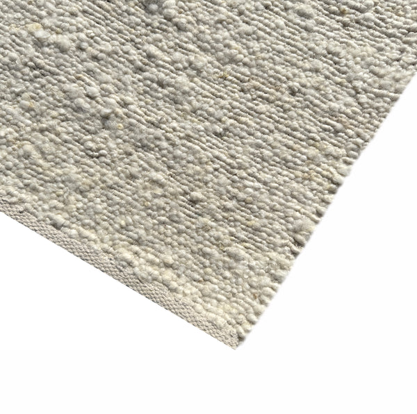Ivory White Wool Handmade Modern Minimal Flatweave Area Rug