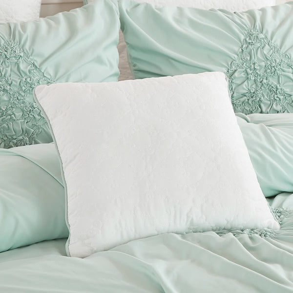 8 Piece Mint Green Embossed Modern Comforter Set