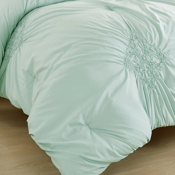 8 Piece Mint Green Embossed Modern Comforter Set
