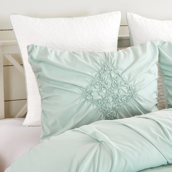 8 Piece Mint Green Embossed Modern Comforter Set