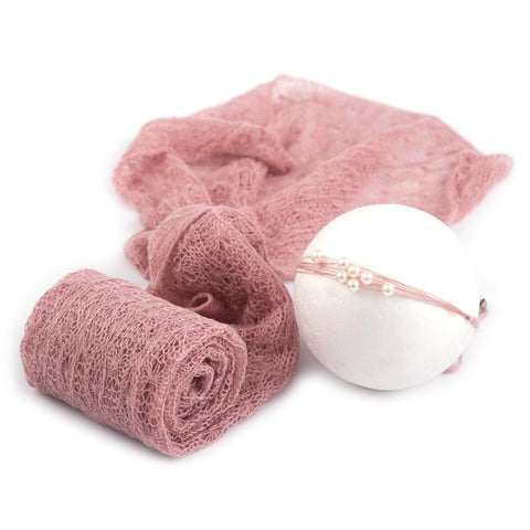 2 Pcs/set Baby Photography Props Blanket Wraps Stretch Knit Wrap Photo Newborn Cloth Accessories Headdress hair accessories