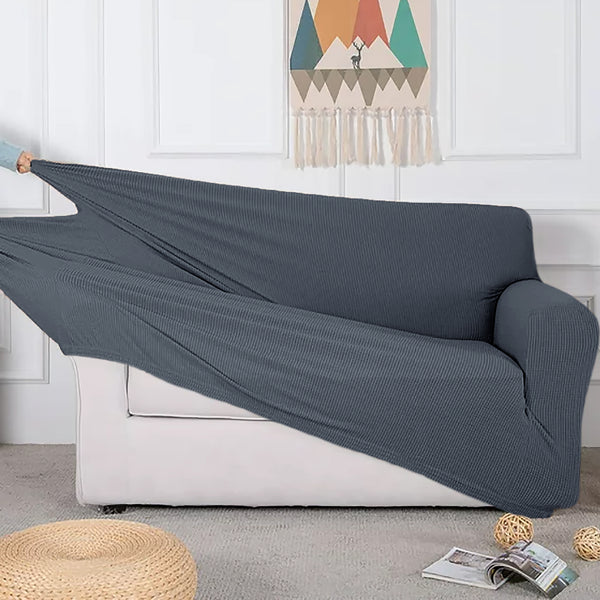 Charcoal Grey 3-Piece Set 4-Way Stretch Slipcover Sofa Loveseat & Armchair Cover Protector