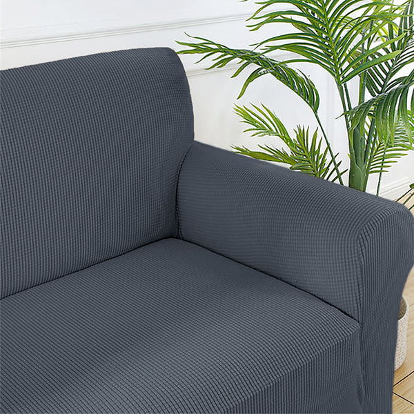 Charcoal Grey 3-Piece Set 4-Way Stretch Slipcover Sofa Loveseat & Armchair Cover Protector