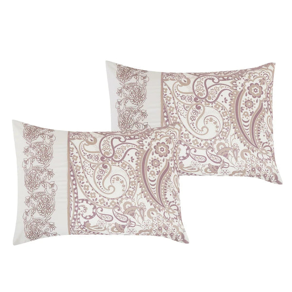7 Piece Beige Brown Paisley Comforter Set Soft Bedding