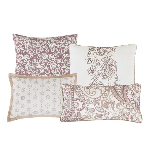 7 Piece Beige Brown Paisley Comforter Set Soft Bedding
