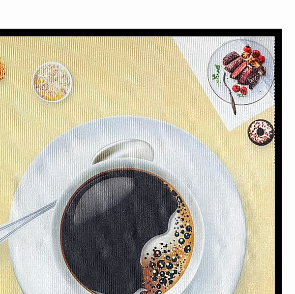 36" x 19" - Yellow Black Espresso Modern Non-Slip Washable Low Pile Kitchen Mat