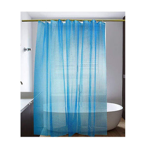 Blue 3D Geometric Vinyl Shower Curtain Liner Waterproof