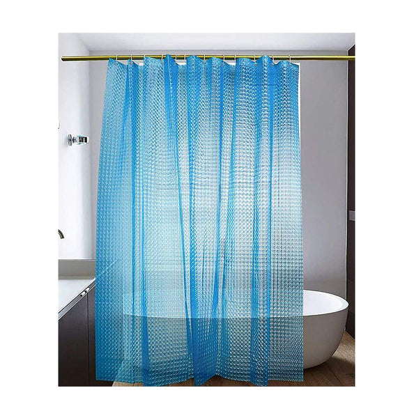 Blue 3D Geometric Vinyl Shower Curtain Liner Waterproof