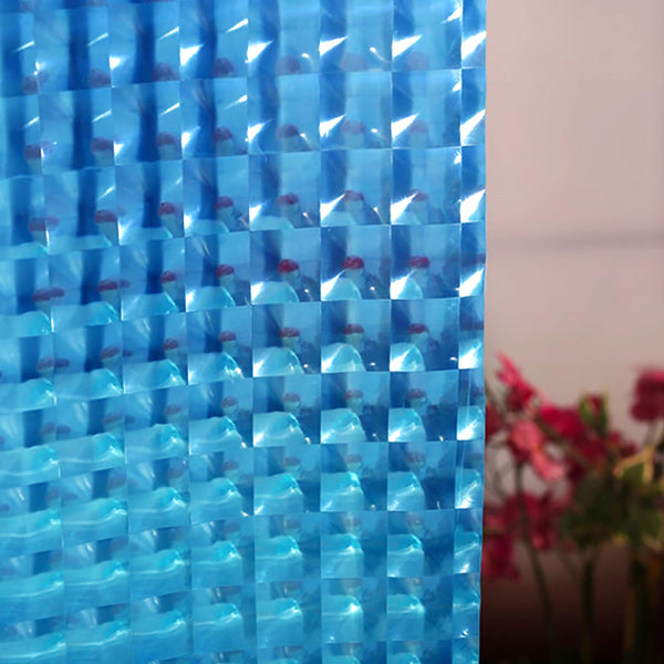 Blue 3D Geometric Vinyl Shower Curtain Liner Waterproof