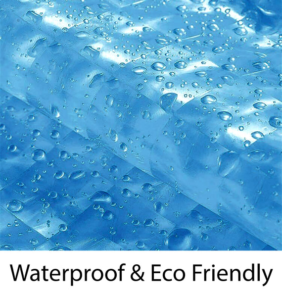 Blue 3D Geometric Vinyl Shower Curtain Liner Waterproof