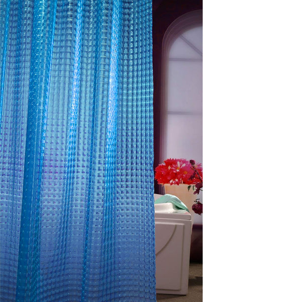 Blue 3D Geometric Vinyl Shower Curtain Liner Waterproof