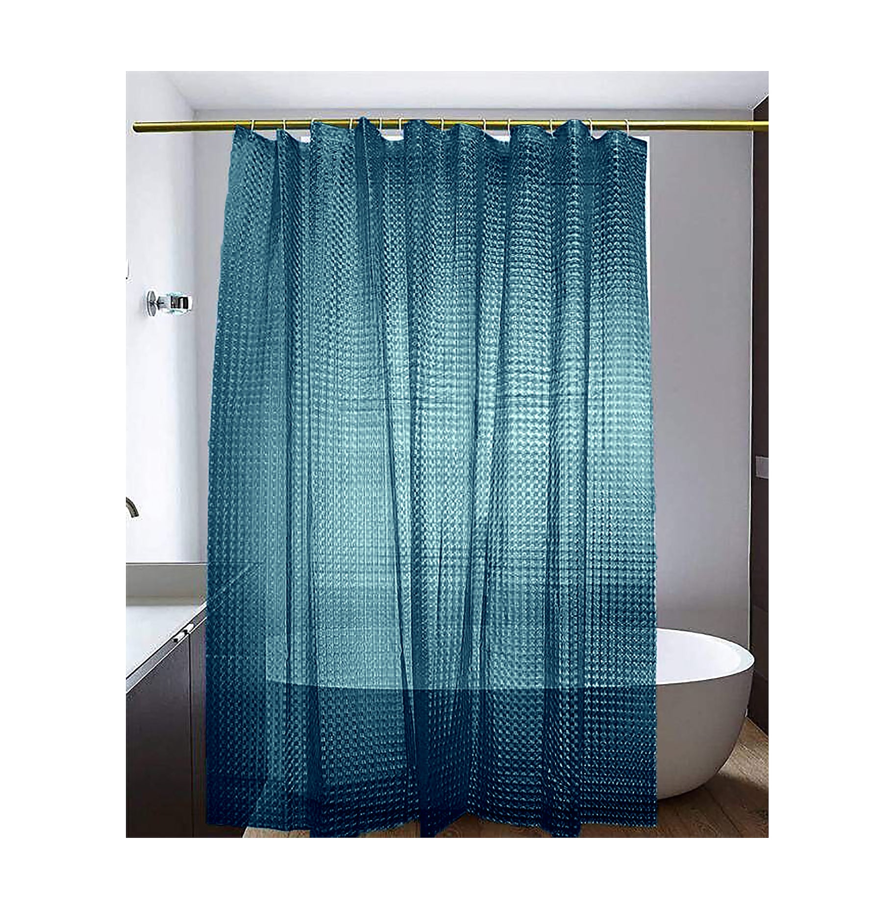 Dark Blue 3D Geometric Vinyl Shower Curtain Liner Waterproof