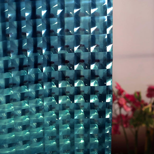 Dark Blue 3D Geometric Vinyl Shower Curtain Liner Waterproof
